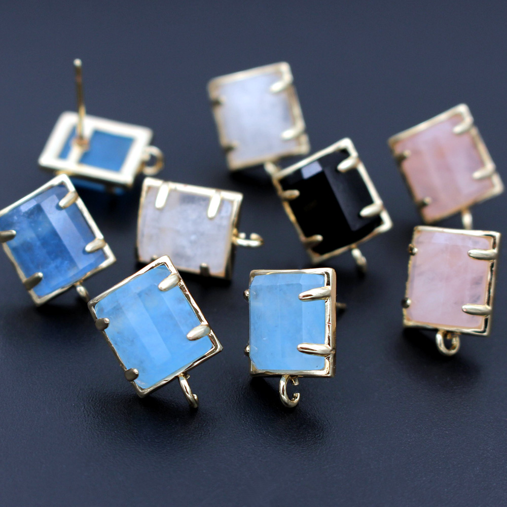 Jewelry Making Loops - 6 Pasang Anting Batu Hitam Biru