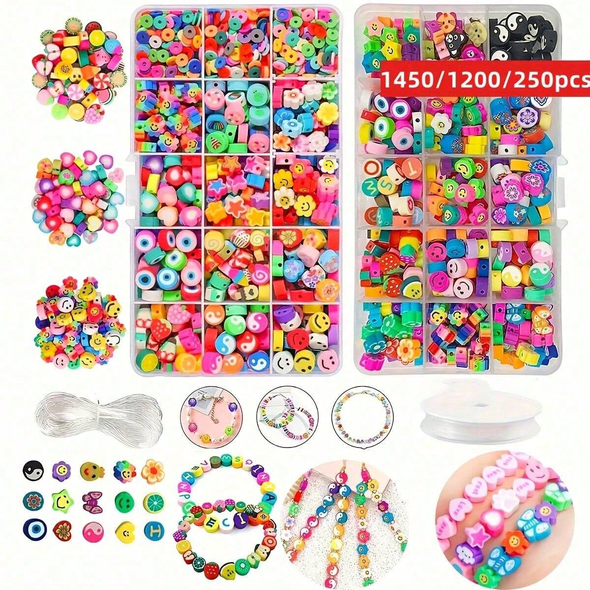Jewelry Making Yarn - 1450/1200/250pcs Set Manik-manik Tanah Liat Polimer,