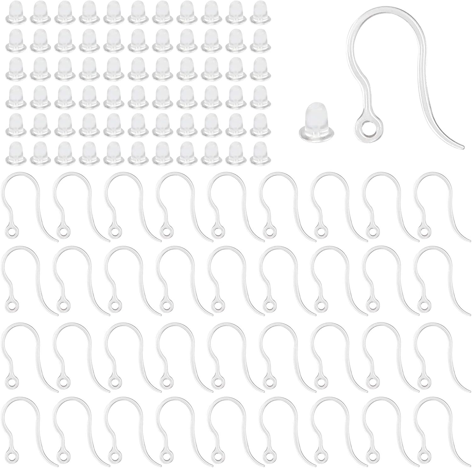 Jewelry Making Yarn - 40 pcs Pengait Anting Plastik Transparan