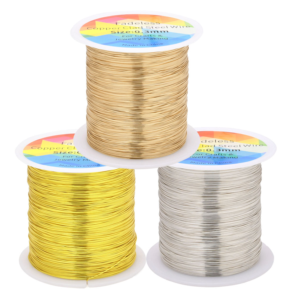 Jewelry Making Yarn - 100M/328ft Kawat Baja Berlapis Tembaga Tak