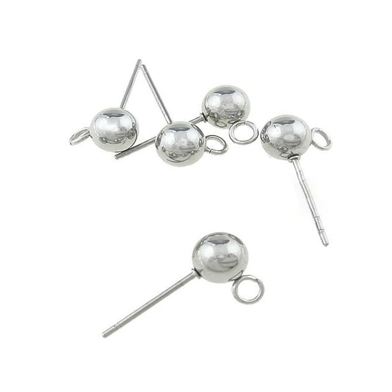 20Pcs Anting Stud Bola Bulat S - Jewelry Making Loops ulasan dan harga