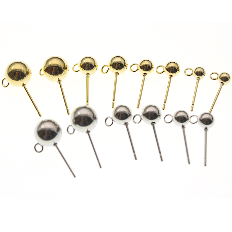 20Pcs Anting Stud Bola Bulat S - Jewelry Making Loops ulasan dan harga